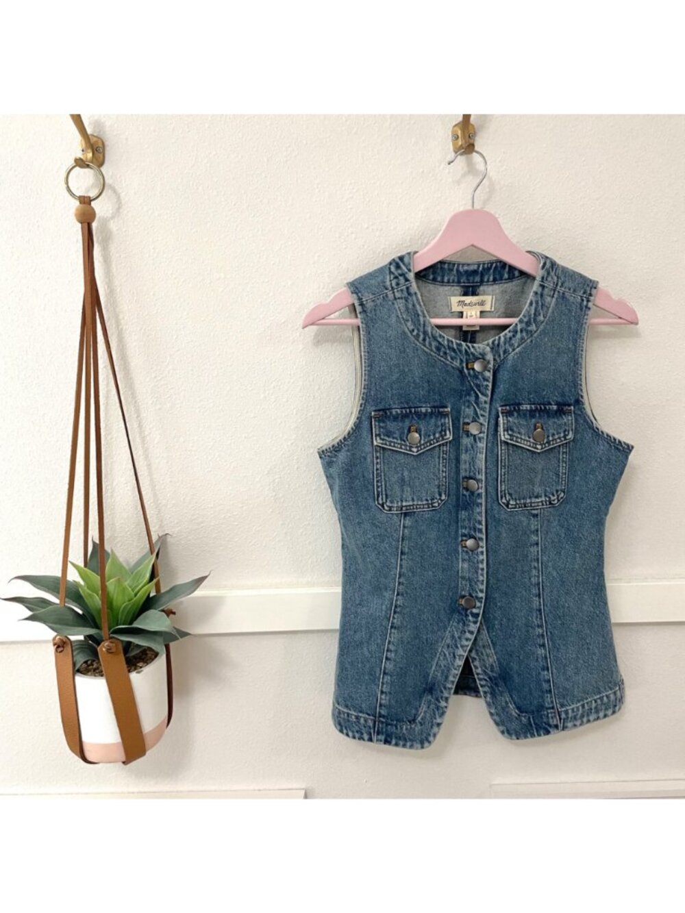 NWT Madewell Denim High Crewneck Vest Size 2 NU422 Billings Wash - Picture 2 of 7